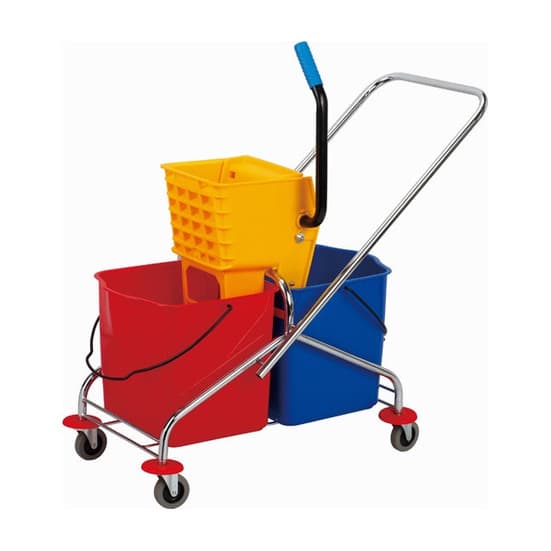 Trolley, Steel, Double Mop Bucket and Basket